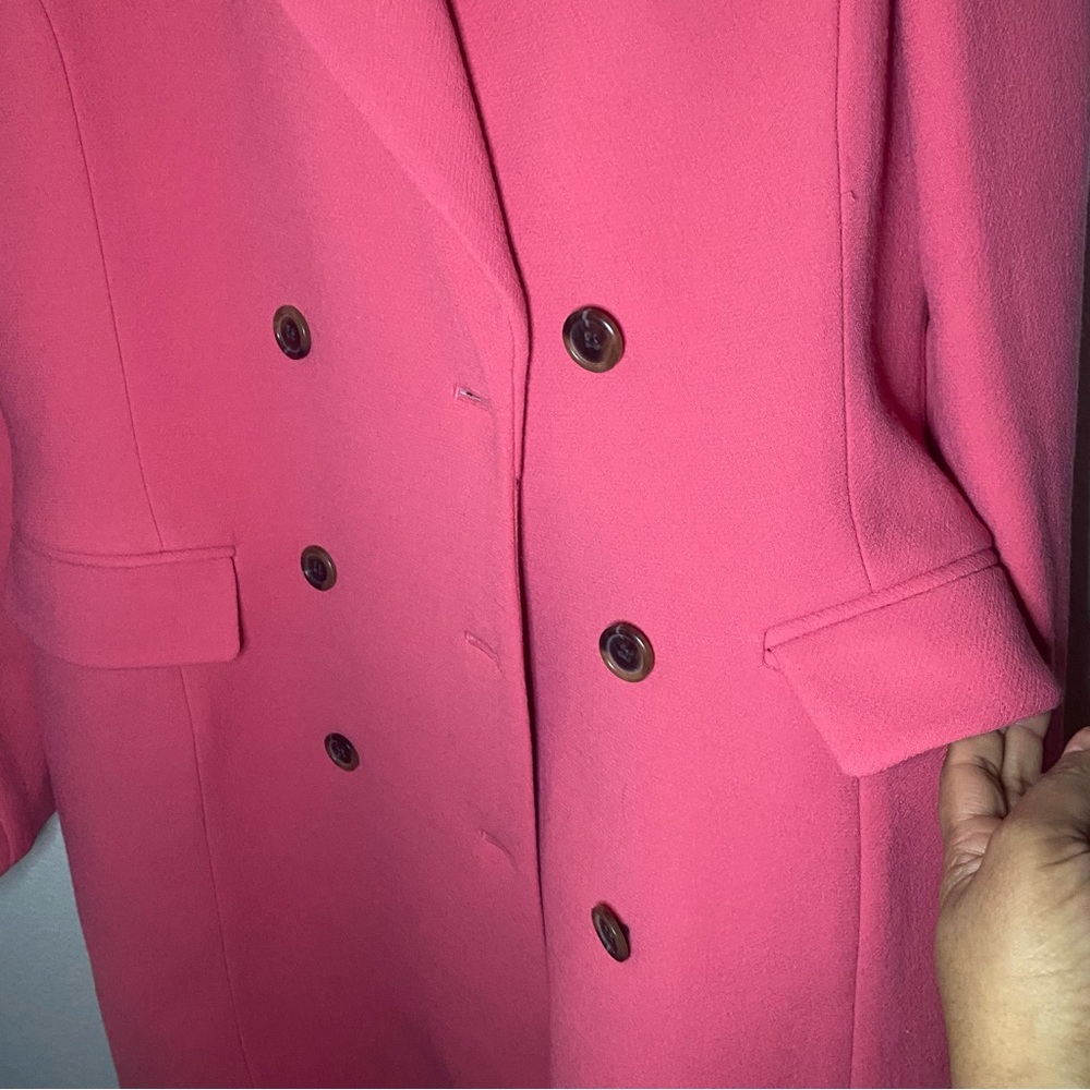 Like New J.Crew Double-Breasted Coat, Italian Double Cloth In Pink - Size 8 - Picture 3 of 9